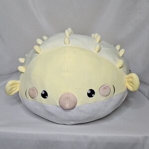 Honeymaru Yellow Pufferfish Fish Mochi Plush 15" Soft Aliquantum International